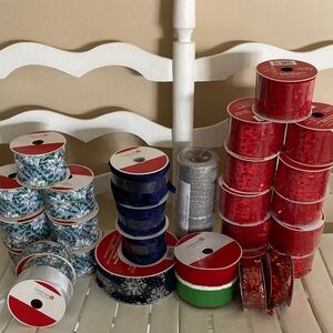 LOT OF 29 Spools Wire Edge Ribbon 2 1/2 in 1 1/2 in 3 1/2 in Silver Mesh 18 ft